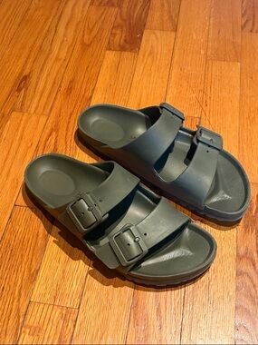 Birkenstock Two-Strap EVA Sandals in Olive Green size 38